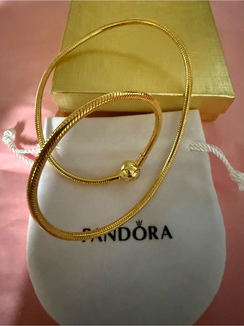 Pandora Gold Plated Snake Chain Necklace